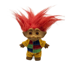 Vintage Ace Novelty Red Hair Jewel Treasure Troll - 90s Toy